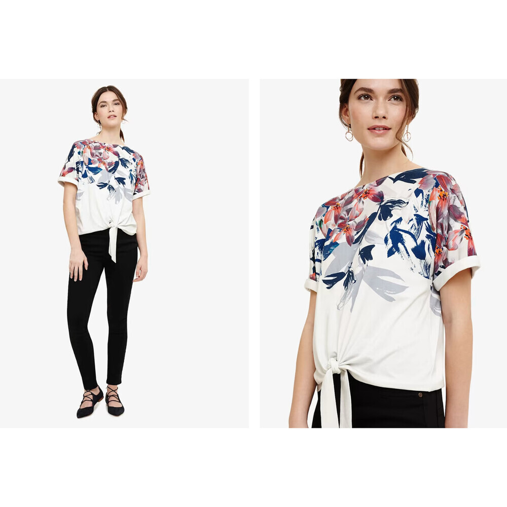 Phase Eight Short Sleeve Front Tie Top Floral Print Size 10US 14UK $110